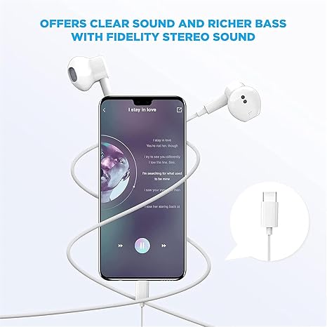 USB C Headphones for iPhone 16 15 Pro Max Plus iPad Pro Type C Earbuds Wired Earphones with Mic & Remote Control Noise Cancelling for Pixel 8 7 6A 5 Galaxy S24 S23 S22 S21 S20 A55