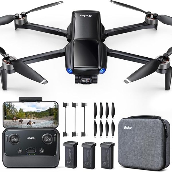 Ruko U11MINI 4K, Drones with Camera for Adults 4K Video 8K Photo, Under 249g, 3-Axis Gimbal EIS, 20000ft FPV Transmission, AI Takeoff/Landing, Auto Return, GPS with Beeper, Beginner (96-Min Flight)