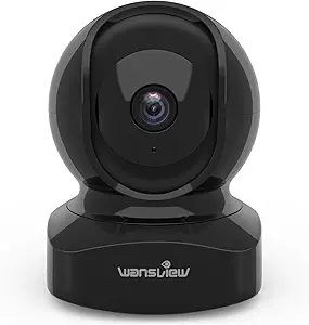 Wansview Security Camera Indoor, 360 Degree WiFi Home Security Cameras for Pet/Dog/Nanny, 2 Way Audio Night Vision, Works with Alexa, with TF Card Slot and Cloud, 2.4Ghz, Q5 (Black, 3MP)
