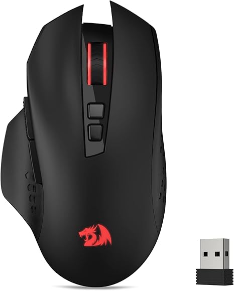 Redragon M656 Gainer Wireless Gaming Mouse, 4000 DPI 2.4Ghz Wireless Mouse w/ 5 DPI Levels, 7 Macro Buttons, Red LED Backlit & Pro Software/Drive Supported, for PC/Mac/Laptop