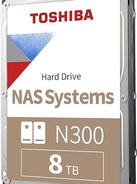 Toshiba N300 8TB NAS 3.5-Inch Internal Hard Drive - CMR SATA 6 GB/s 7200 RPM 512 MB Cache - HDWG780XZSTA