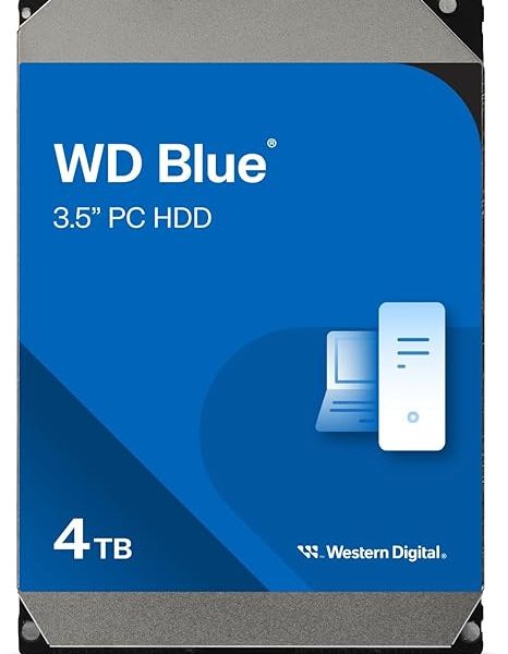 Western Digital 4TB WD Blue PC Internal Hard Drive HDD - 5400 RPM, SATA 6 Gb/s, 256 MB Cache, 3.5" - WD40EZAX