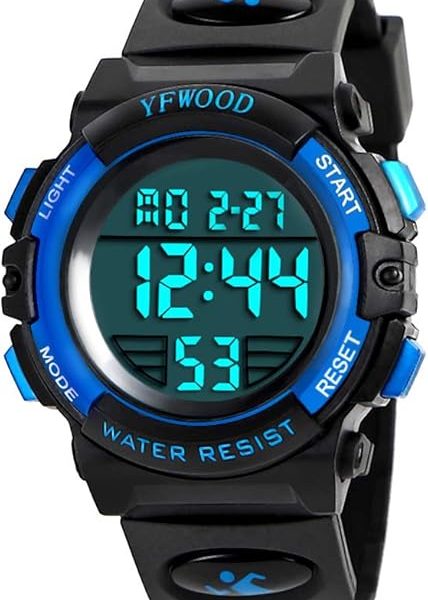 YFWOOD Kids Digital Watch Waterproof Outdoor Watches Children Casual Electronic Analog Quartz Wrist Watches with Silicone Band Luminous Alarm Stopwatch for Boys
