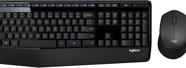 Logitech MK345 Wireless Keyboard and Mouse Combo with Palm Rest, 2.4 GHz USB Receiver, Compatible with PC, Laptop, Black