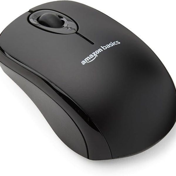 Amazon Basics 2.4 Ghz Wireless Optical Computer Mouse with USB Nano Receiver, Black