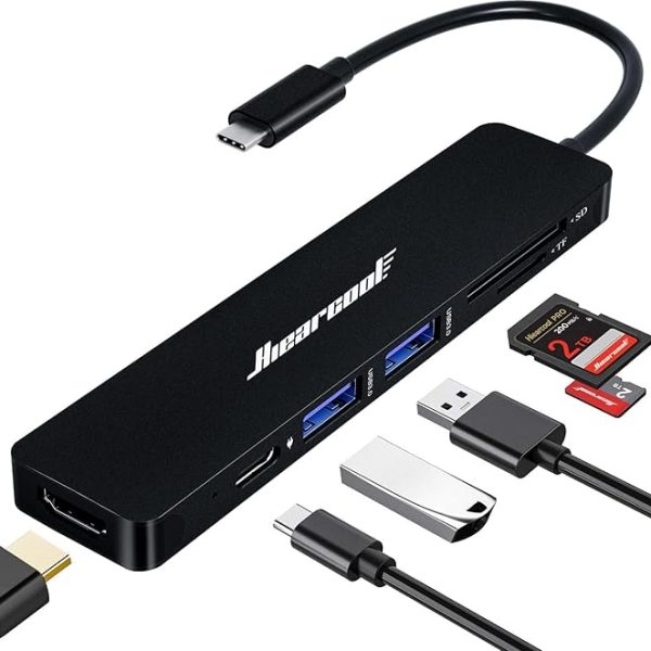 Hiearcool USB C Hub, USBC Hub Multi-Port Adapter for MacBook Pro/Air M1 M2, 4K HDMI USB-C Dock Dongle for iPad and Other Type C Devices