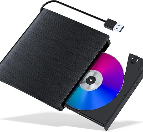 External CD/DVD Drive for Laptop USB 3.0 Burner +/-RW Portable DVD Player CD ROM Writer Reader Plug & Play for Windows Mac Linux PC (All in 1)