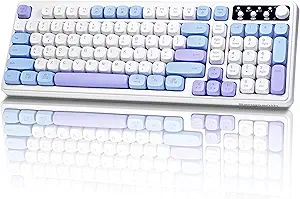 Wireless Keyboard, RGB Backlight Keyboard, Tri-Mode BT5.0/2.4GHz/USB-C, 99-Key Creamy, Anti-ghosting Keys, Compatible with PC, Mac, Gaming Consoles