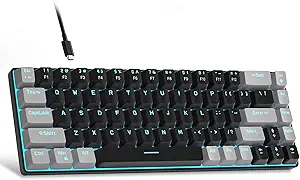 MageGee Portable 60% Mechanical Gaming Keyboard, MK-Box LED Backlit Compact 68 Keys Mini Wired Office Keyboard with Red Switch for Windows Laptop PC Mac - Black/Grey